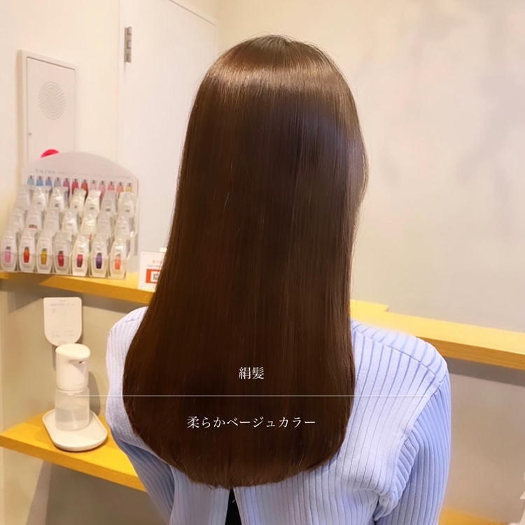 絹髪× beige brown color