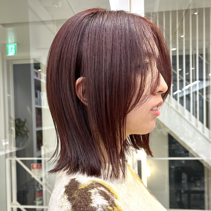 【 外ハネボブ × pink brown color 】