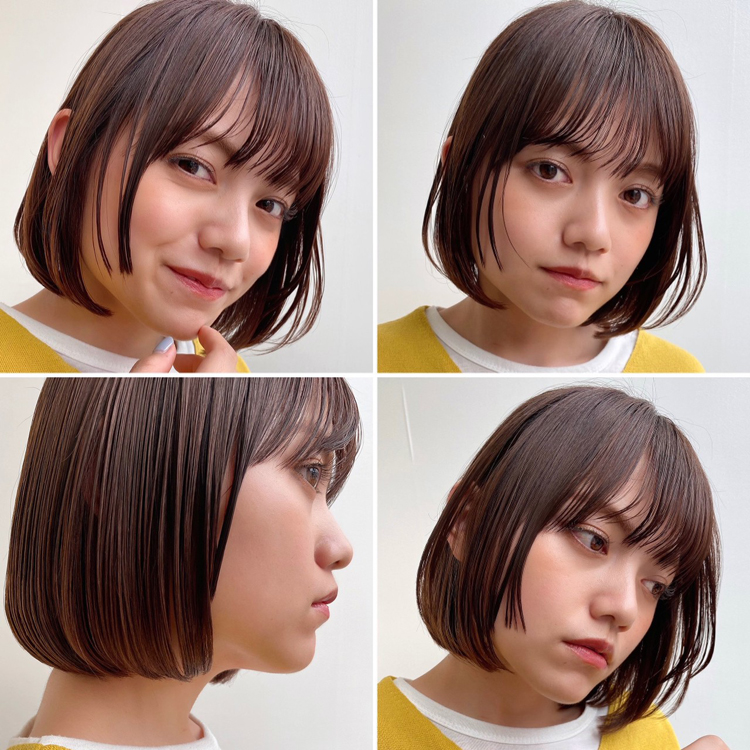 顔周りにレイヤーが入ったボブ